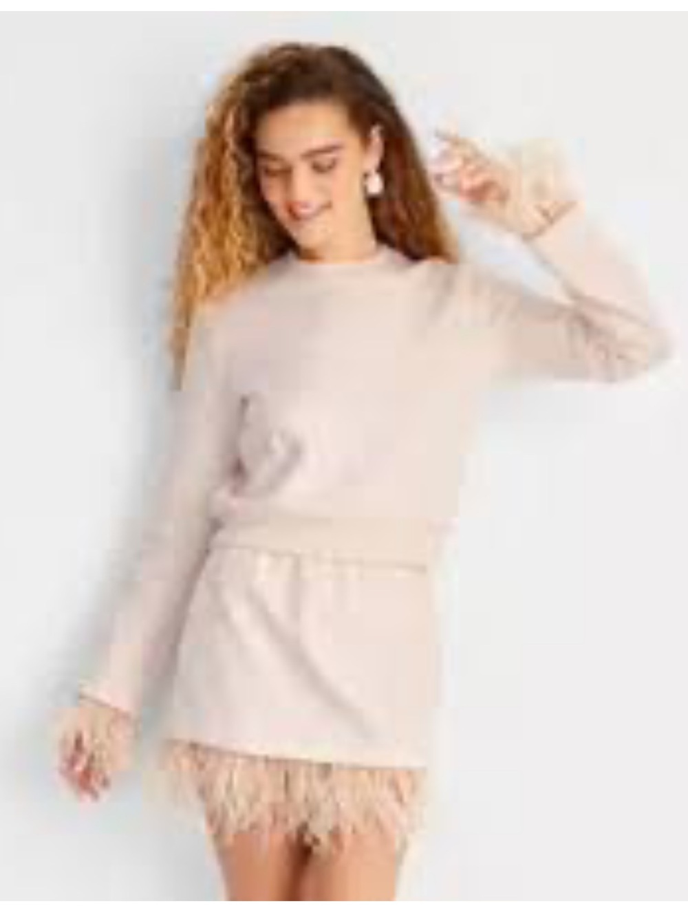 Future Collective Feather Trim Skirt and top set
